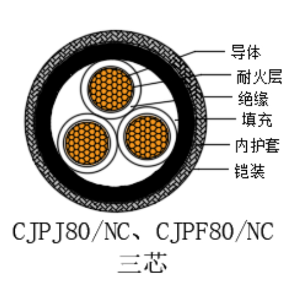 銅芯交聯聚乙烯絕緣低煙無鹵耐火船用電力電纜-CJPJ80/NC-0.6/1kV、CJPF80/NC-0.6/1kV